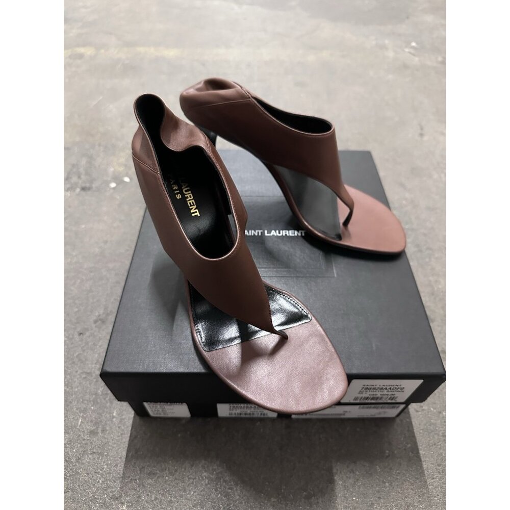 Saint Laurent Bridget Sandal Heels Aesthetic Brown - Picture 10 of 10